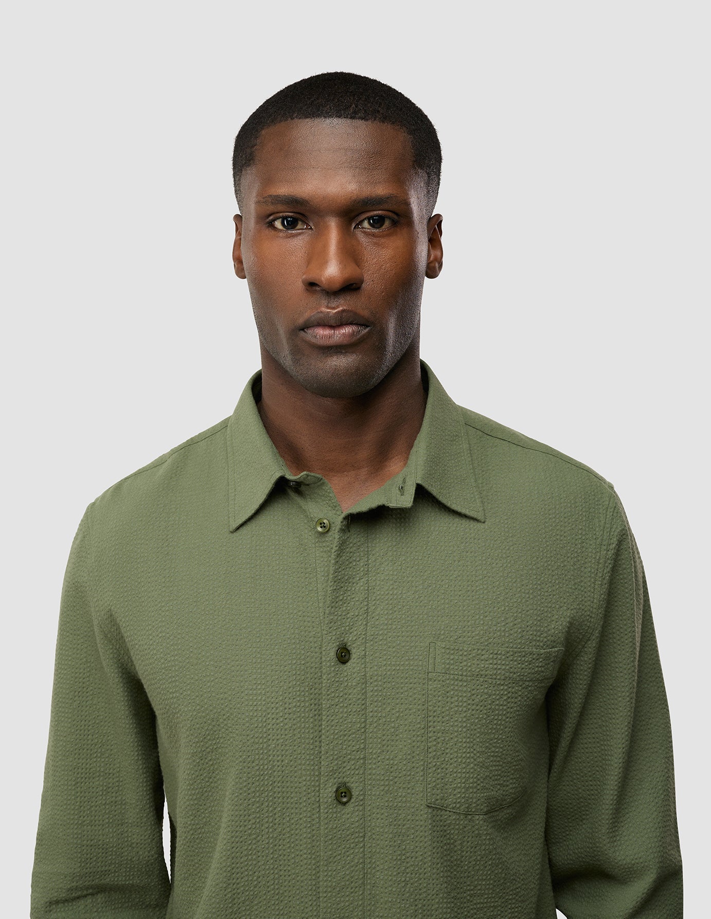 Seersucker Casual Shirt Clover Green
